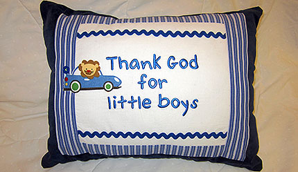 Thank God for Little Boys Blue Pillow