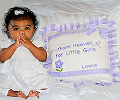 Ruffles Lavendar and White Thank Heaven for Little Girls Pillow with Little Girl Girls Page